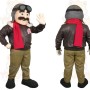 Brown Red Khaki Aviator Pilot Mascot Costume
