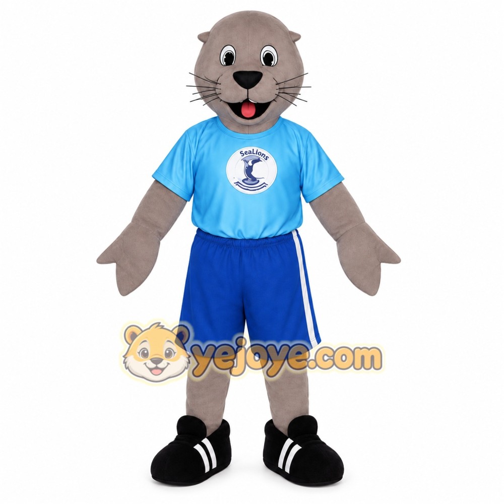 Gray Blue Sea Lion Mascot Costume