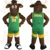 Brown Green Yellow Basketball Bull Mascot Costume
