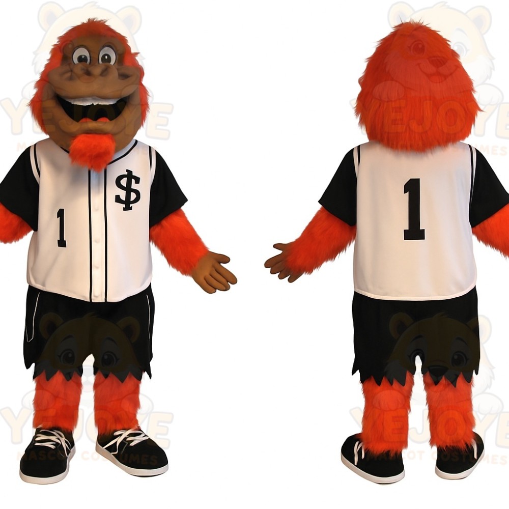 Orange Brown Baseball Ape Mascot Costume