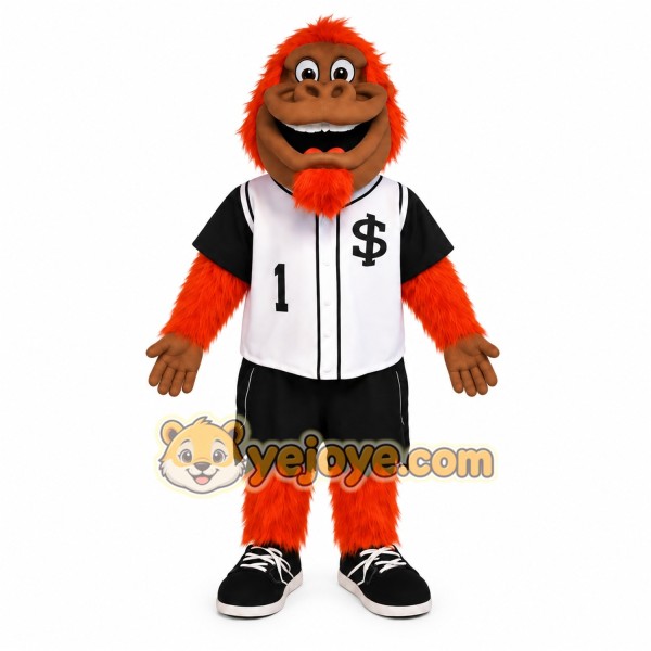 Orange Brown Baseball Ape Mascot Costume Orange Brown Baseball Ape Mascot Costume