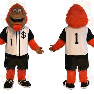Orange Brown Baseball Ape Mascot Costume