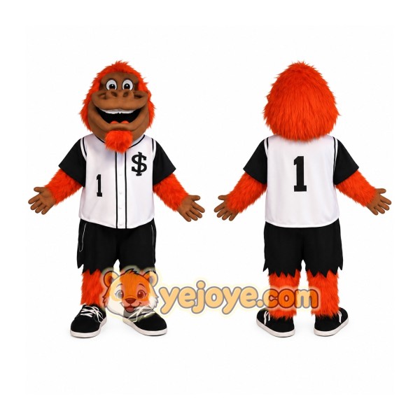 Orange Brown Baseball Ape Mascot Costume
