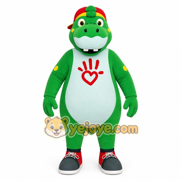 Green Red Yellow Dinosaur Mascot Costume