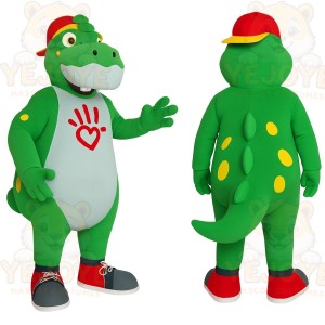 Green Red Yellow Dinosaur Mascot Costume