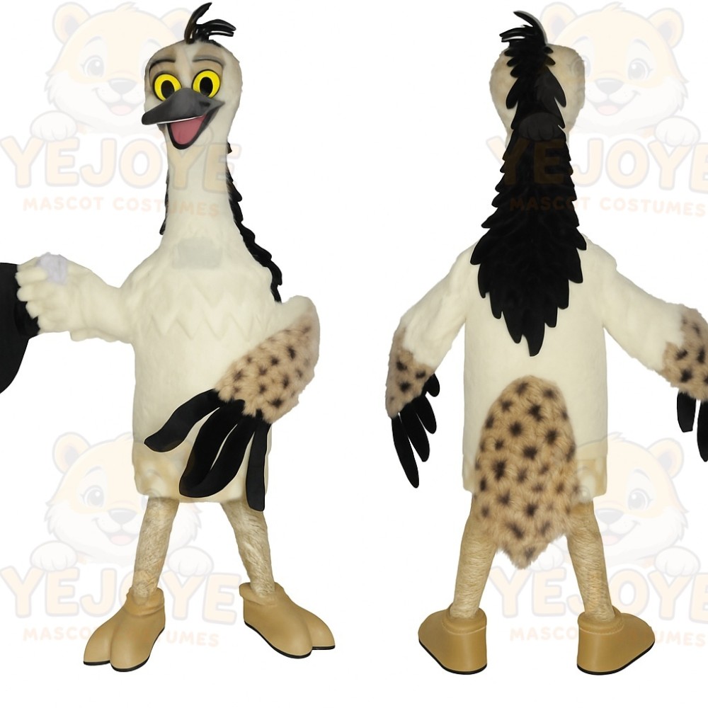 Cream Black Spotted Bird Mascot Costume