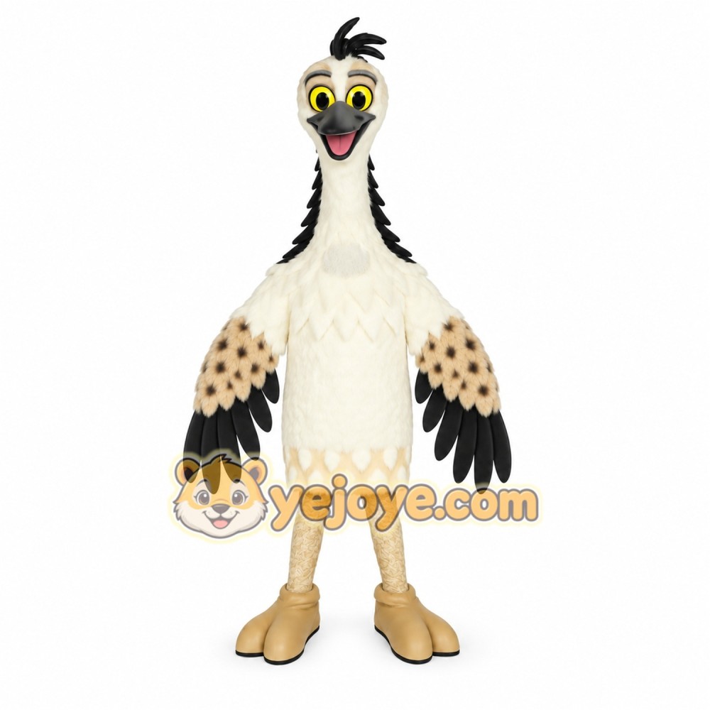 Cream Black Spotted Bird Mascot Costume Cream Black Spotted Bird Mascot Costume