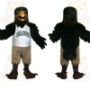 Dark Green Gold Tan Eagle Mascot Costume