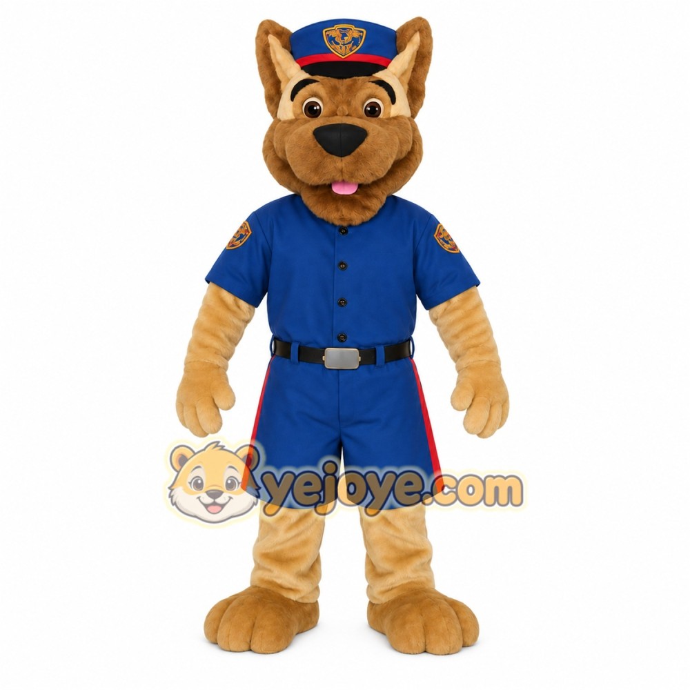 Tan Brown Blue Police Dog Mascot Costume Tan Brown Blue Police Dog Mascot Costume