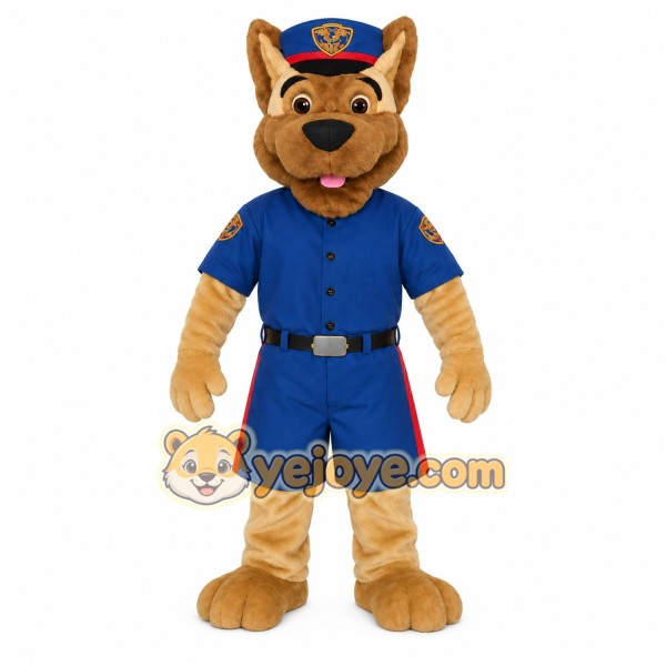 Tan Brown Blue Police Dog Mascot Costume