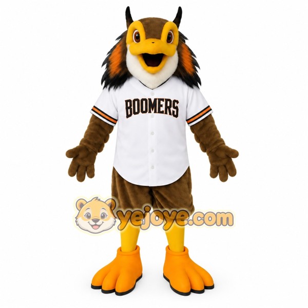 Brown Yellow Baseball Owl Mascot Costume