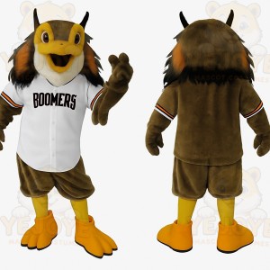 Brown Yellow Baseball Owl Mascot Costume
