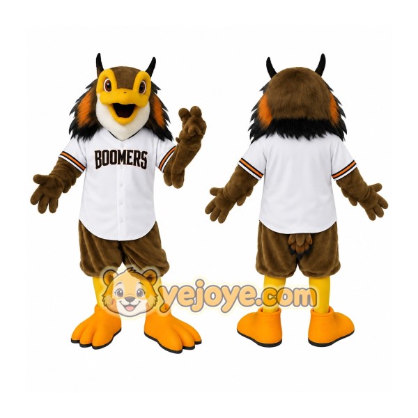 Brown Yellow Baseball Owl Mascot Costume