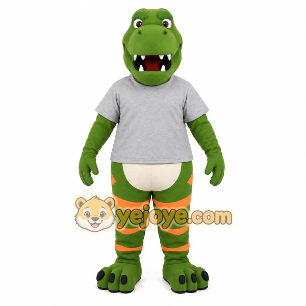 Green Orange Gray Dinosaur Mascot Costume
