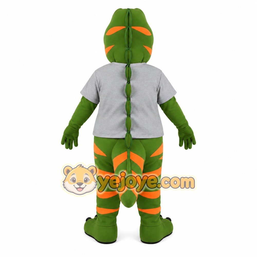 Green Orange Gray Dinosaur Mascot Costume Green Orange Gray Dinosaur Mascot Costume