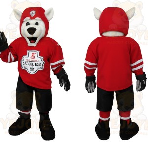 Red White Black Hockey Husky Mascot Costume