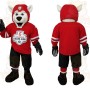 Red White Black Hockey Husky Mascot Costume