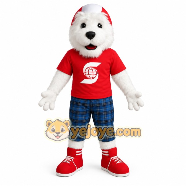 White Red Blue Dog Mascot Costume