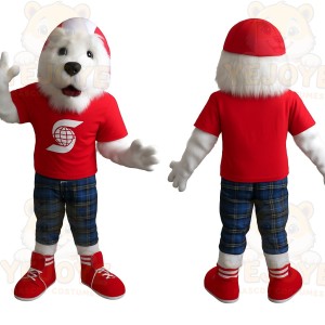 White Red Blue Dog Mascot Costume