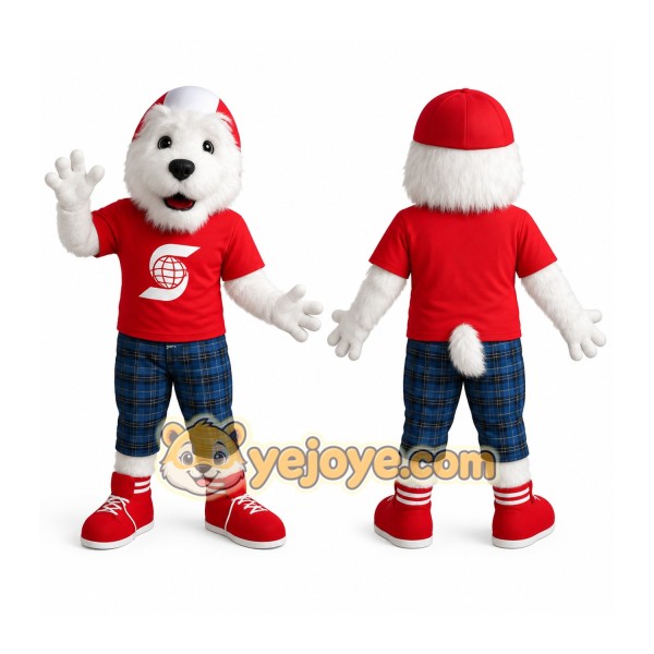 White Red Blue Dog Mascot Costume