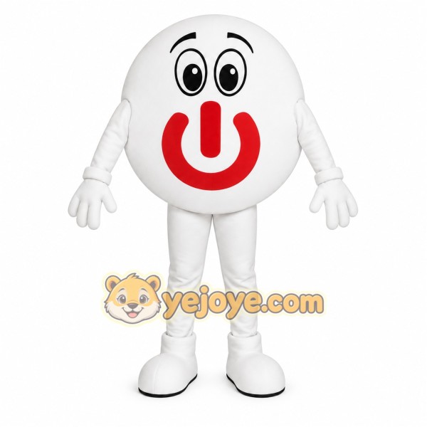 White Red Power Button Mascot Costume