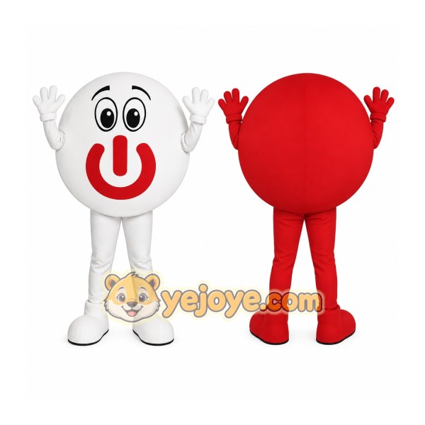 White Red Power Button Mascot Costume