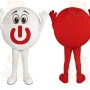 White Red Power Button Mascot Costume