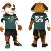 Brown White Dog In Teal Jersey Mascot Costume