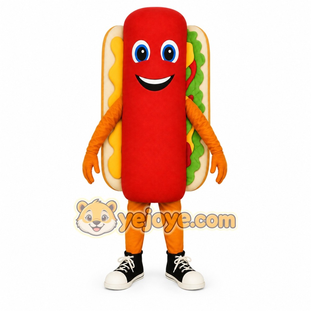 Red Cream Green Orange Hot Dog Mascot Costume Red Cream Green Orange Hot Dog Mascot Costume