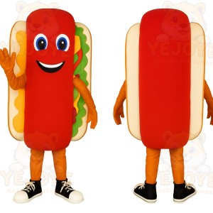 Red Cream Green Orange Hot Dog Mascot Costume