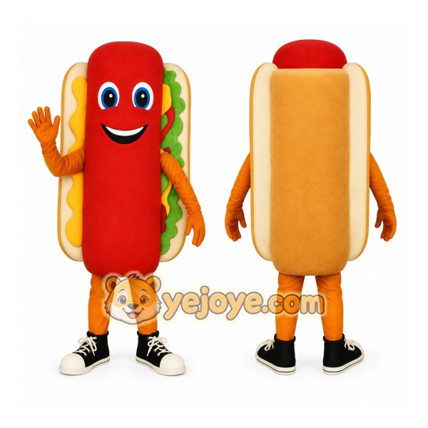Red Cream Green Orange Hot Dog Mascot Costume