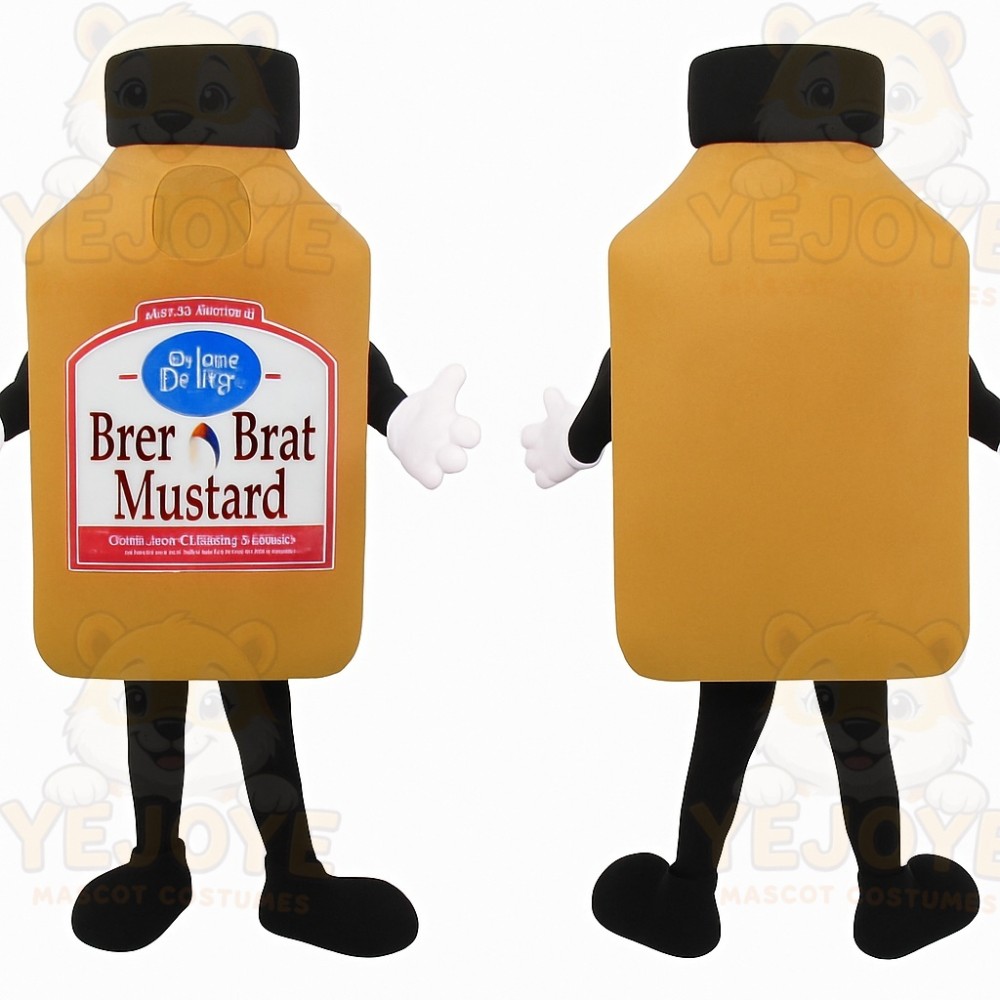 Yellow Black Mustard Bottle Mascot Costume