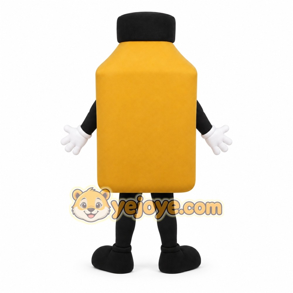 Yellow Black Mustard Bottle Mascot Costume Yellow Black Mustard Bottle Mascot Costume