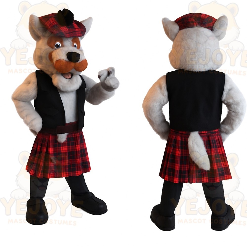 White Orange Red Scottish Fox Mascot Costume