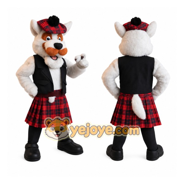 White Orange Red Scottish Fox Mascot Costume