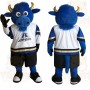 Blue White Gold Hockey Bull Mascot Costume