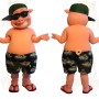 Pink Pig Green Cap Sunglasses Mascot Costume