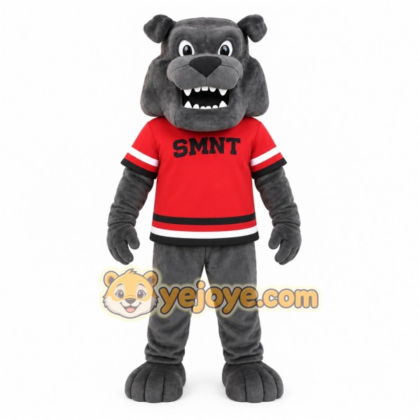 Gray Red Bulldog Mascot Costume