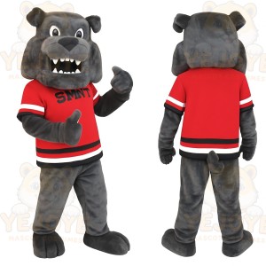 Gray Red Bulldog Mascot Costume