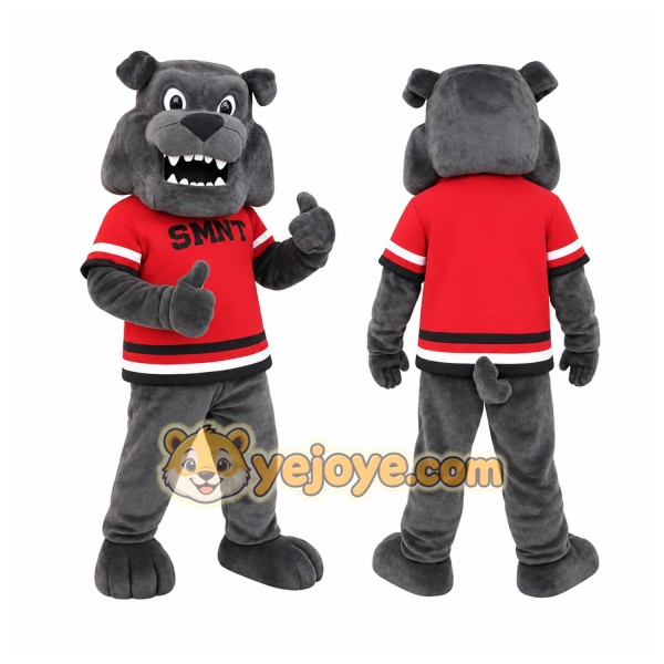 Gray Red Bulldog Mascot Costume
