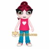 Pink Burgundy Teal Cartoon Girl Mascot Costume