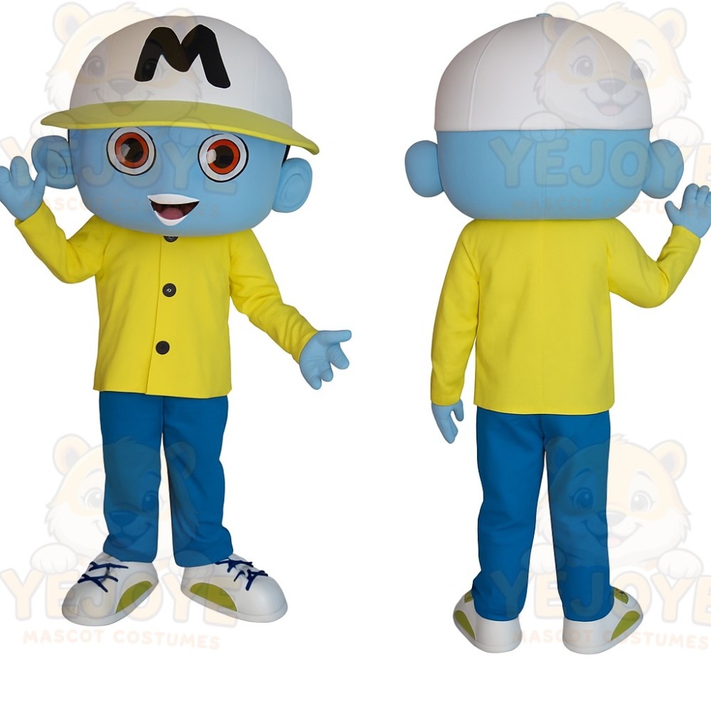 Light Blue Yellow Baseball Boy Mascot Costume
