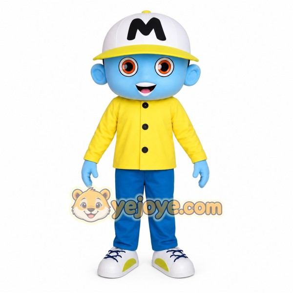 Light Blue Yellow Baseball Boy Mascot Costume