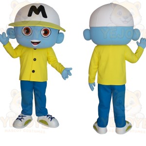 Light Blue Yellow Baseball Boy Mascot Costume