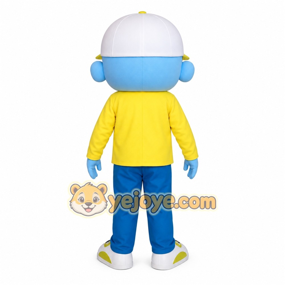 Light Blue Yellow Baseball Boy Mascot Costume Light Blue Yellow Baseball Boy Mascot Costume