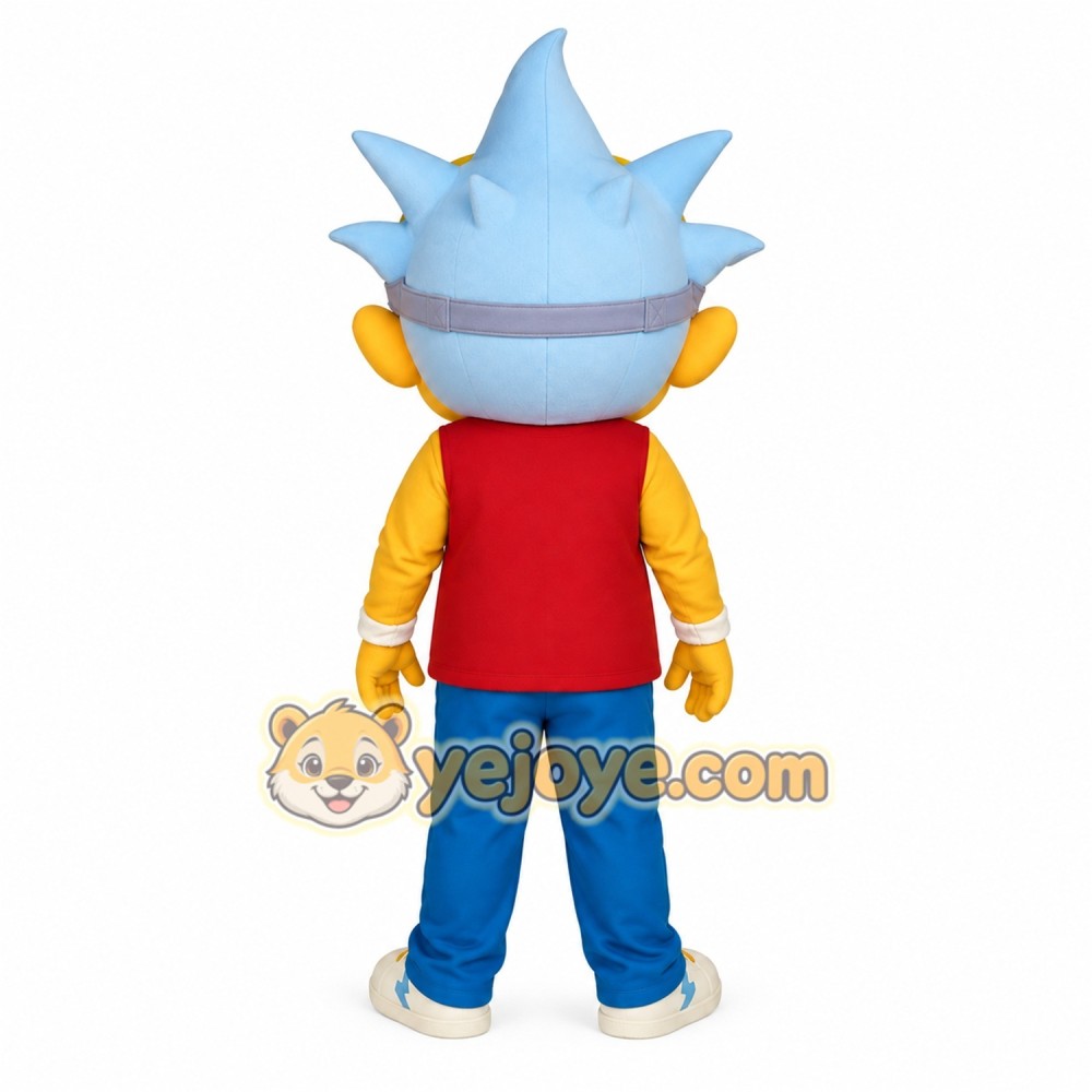 Yellow Red Blue Spiky Hair Boy Mascot Costume