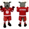 Gray Red White Greyhound Dog Mascot Costume