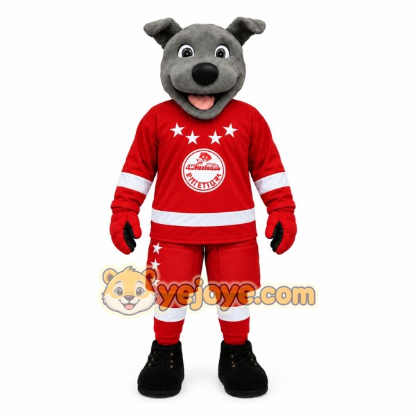 Gray Red White Greyhound Dog Mascot Costume