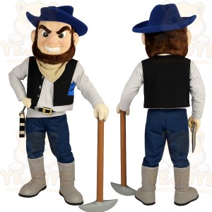 Blue Black Bearded Miner Mascot Costume