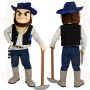 Blue Black Bearded Miner Mascot Costume